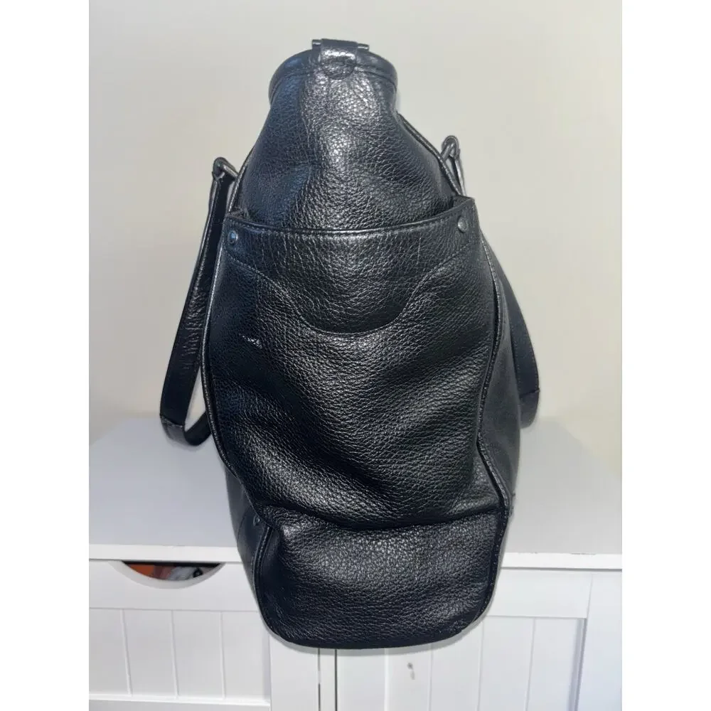Coach Mickie Tote Black Pebbled Leather F34039 Shoulder Hobo Tote Gunmetal - Picture 2 of 12